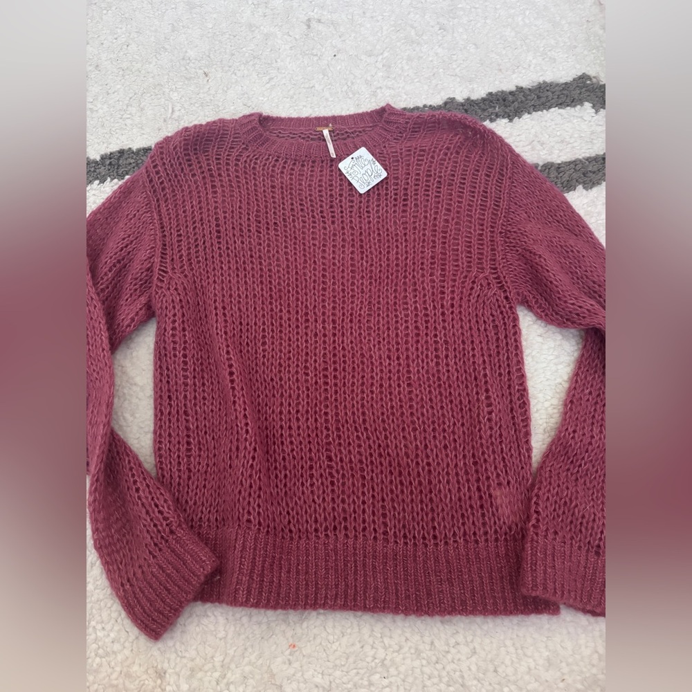 Free People Pink Mesh Like Sweater Oversized Brand New Womens XS